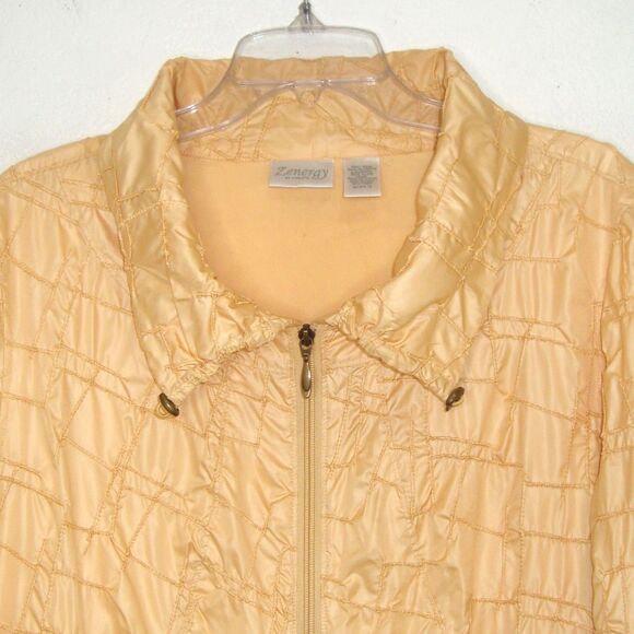 Zenergy by Chico's Lightweight Yellow Embroidered Zip Up Jacket Size 3 (XL) - Picture 5 of 8